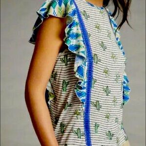 Anthropologie brand "Condtions Apply" Cactus Print top Small